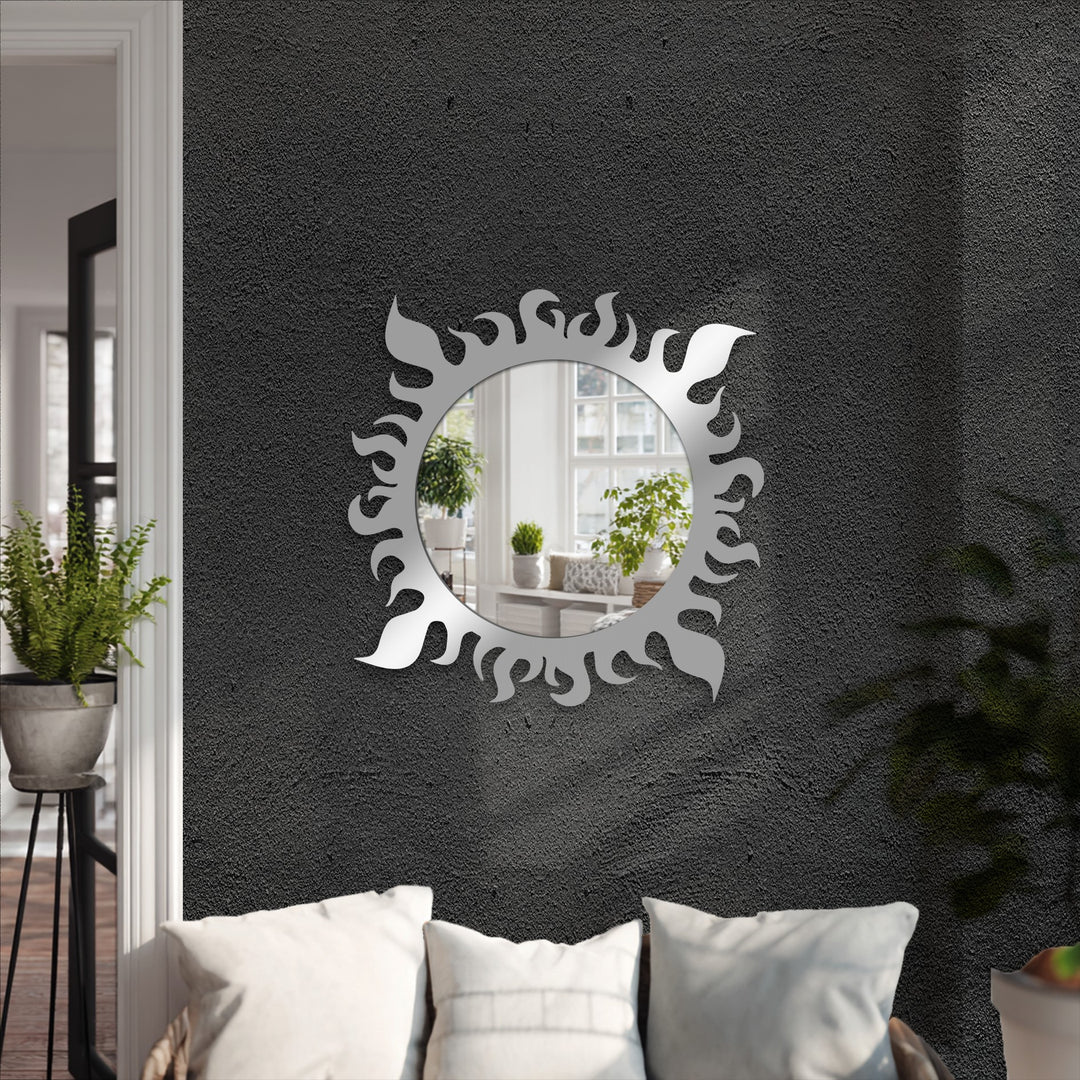 Artistic flame edge mirror modern interior