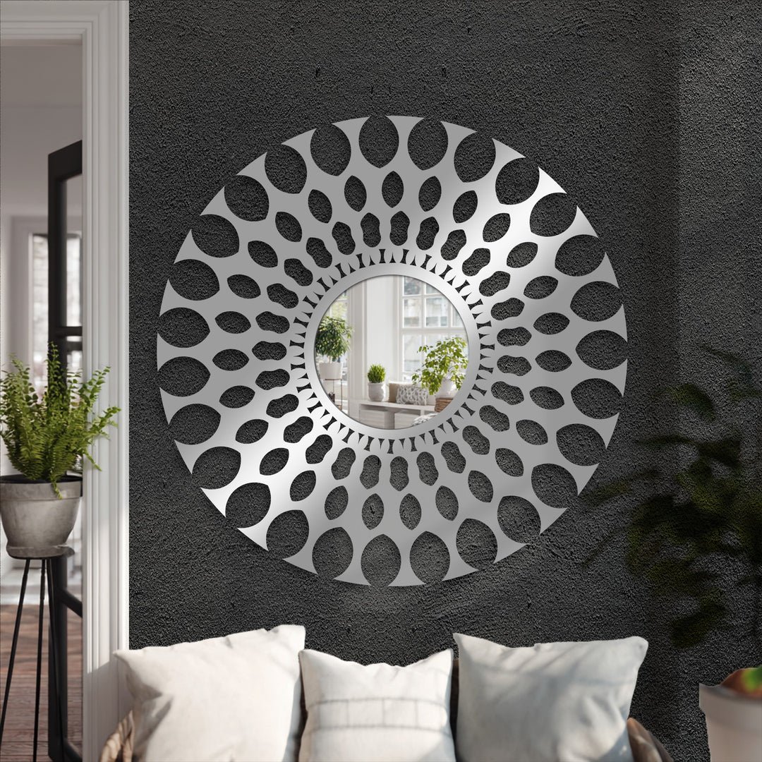 Radiant Pattern Round Decorative Wall Mirror – Modern Artistic Mirror Wall Decor