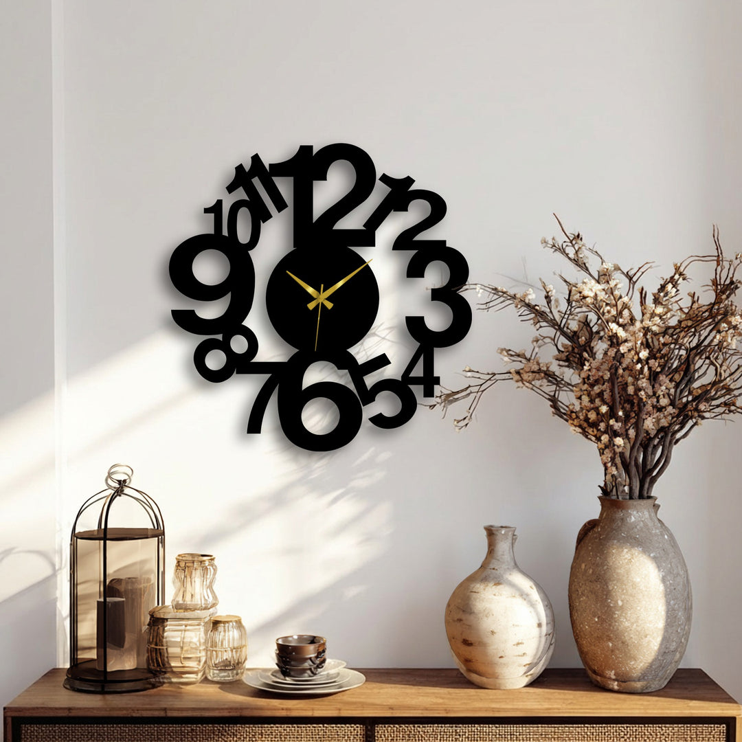 Defined by the clean edge and borders, the abstract number spiral metal wall clock offers a modern numeric decoration wall art for stylish, creative spaces.