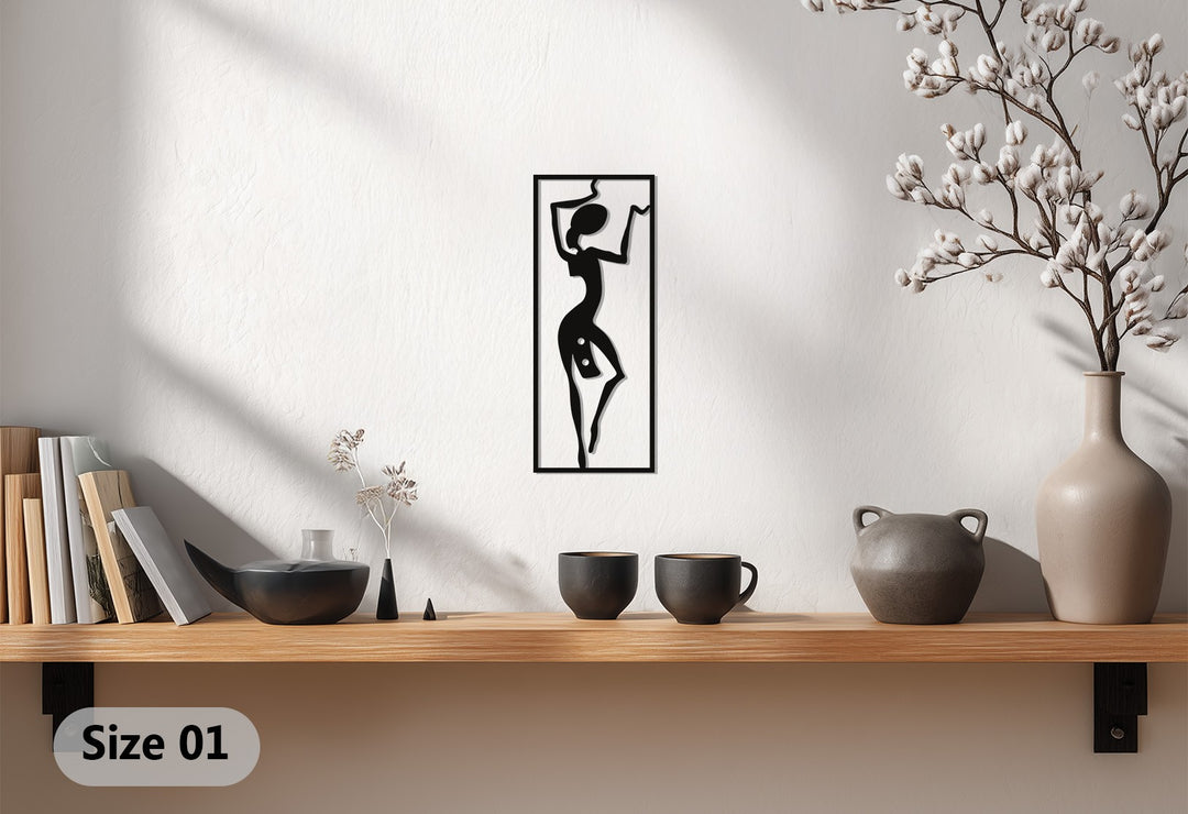 African Tribal Dancer Metal Wall Art – Black Wall Sculpture