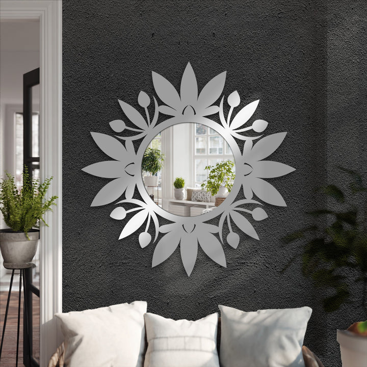 Decorative round wall mirror for entryway
