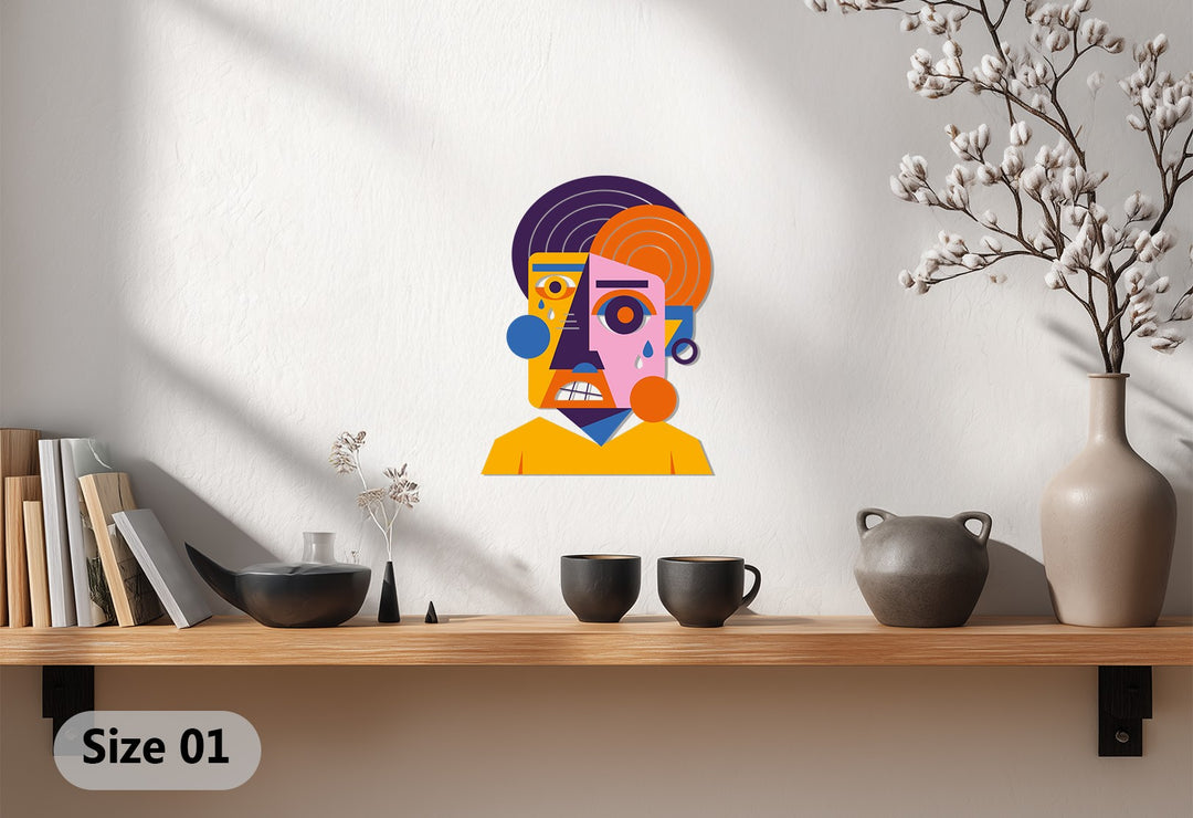 Colorful Abstract Face Metal Wall Art – Cubist Home Decor