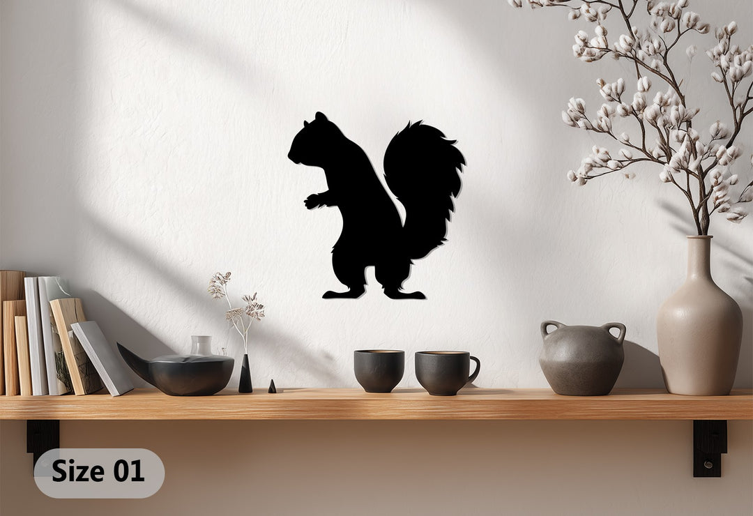 Squirrel Metal Wall Art – Woodland Animal Silhouette Décor