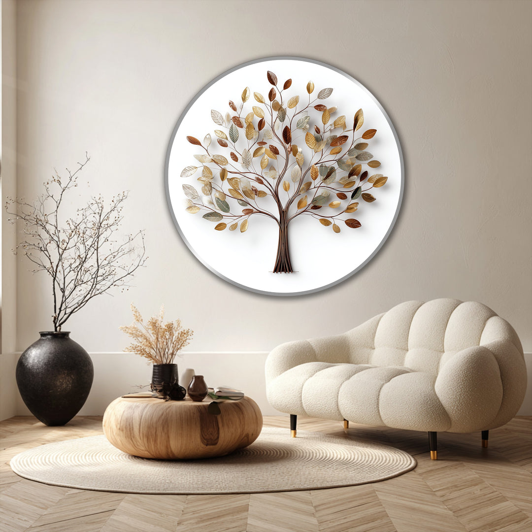 Árbol de hojas doradas – Elegante y redondo Cuadro al óleo
