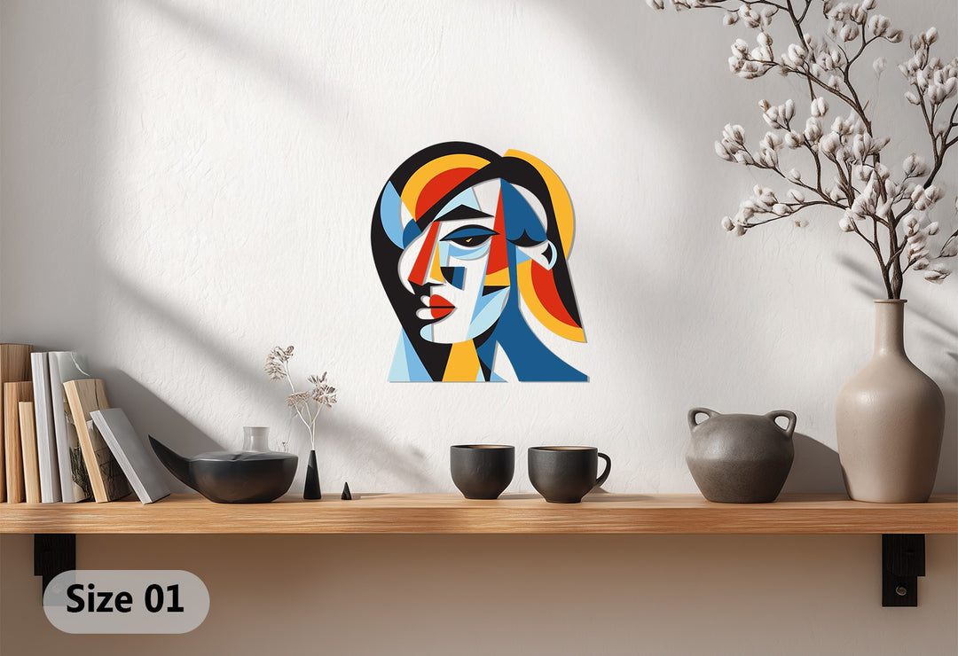 Colorful Cubist Woman Metal Wall Art – Modern Abstract Home Decor