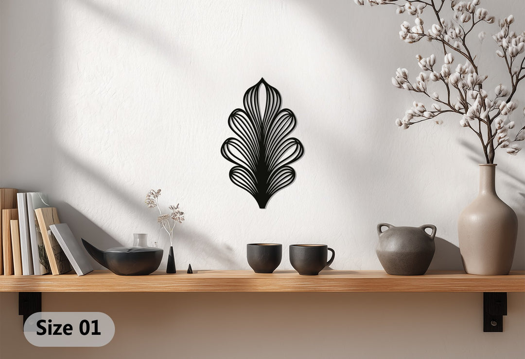 Leaf Metal Wall Art – Black Modern Botanical Wall Sculpture