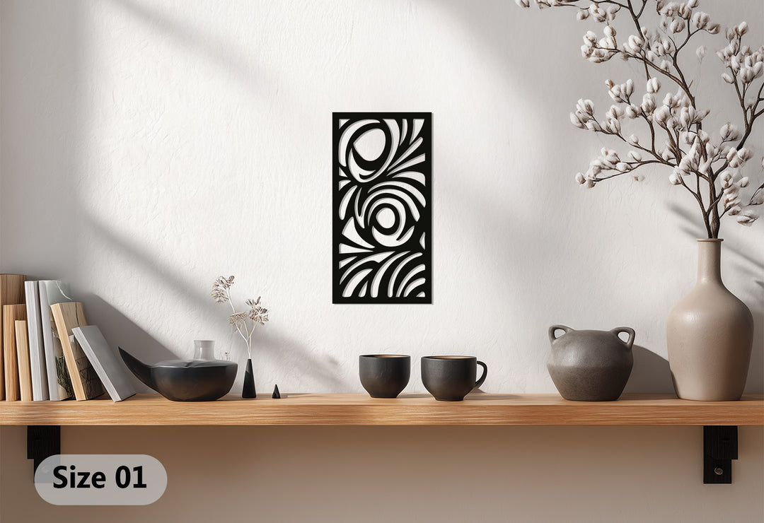Abstract Swirl Metal Wall Art – Black Modern Wall Sculpture