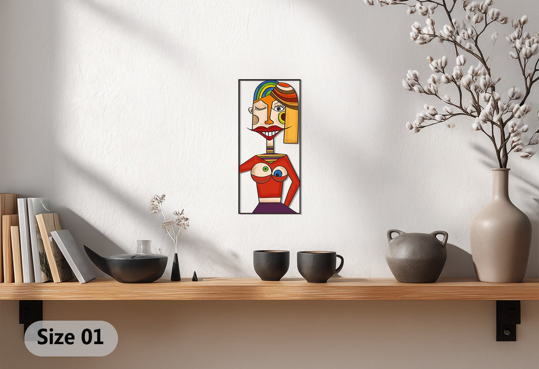 Abstract Woman Metal Wall Art – Picasso Inspired Colorful Decor