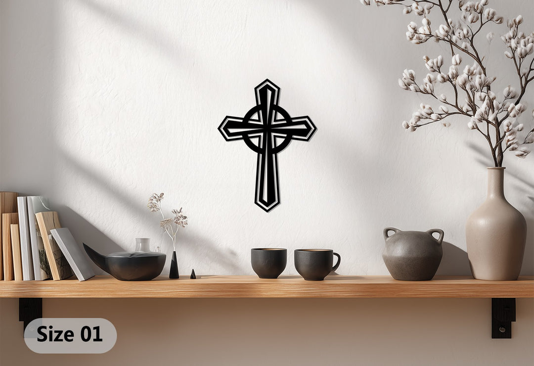 الوحدة الأبدية – الصليب السلتي الفضي فن جداري معدني