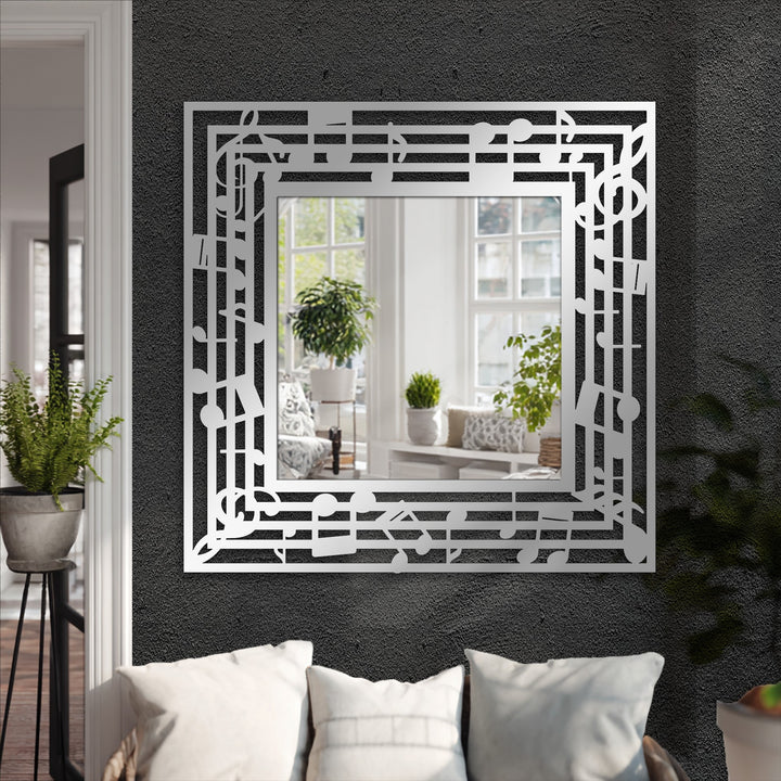 Musical notes frame creates a stunning stained glass wall mirror, bringing artistic rhythm and decoration wall art to any contemporary space.