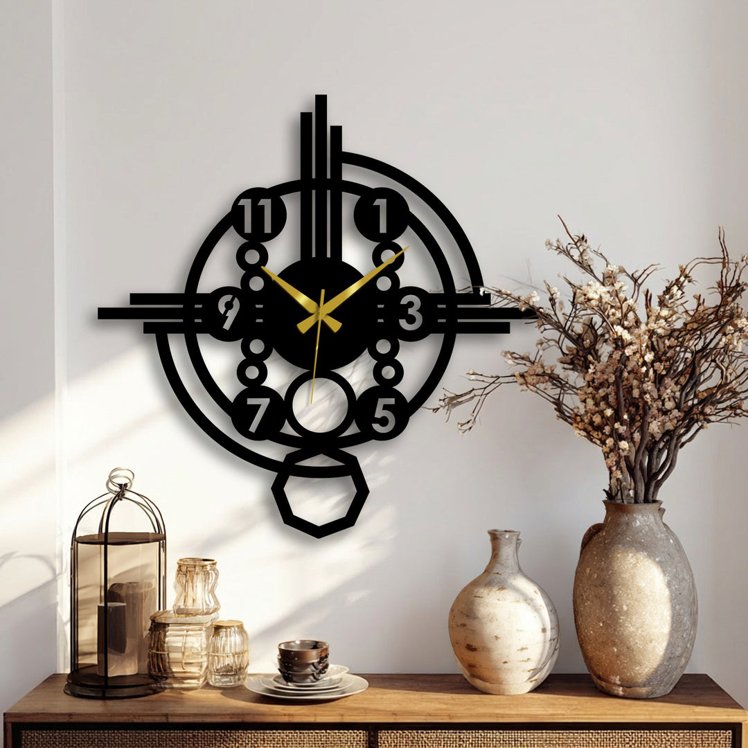Crafted with durable metal, this decoration wall art clock boasts industrial gear style and gold hands, offering a striking accent for contemporary decor.