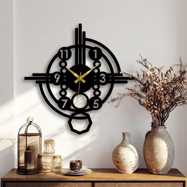 Crafted with durable metal, this decoration wall art clock boasts industrial gear style and gold hands, offering a striking accent for contemporary decor.