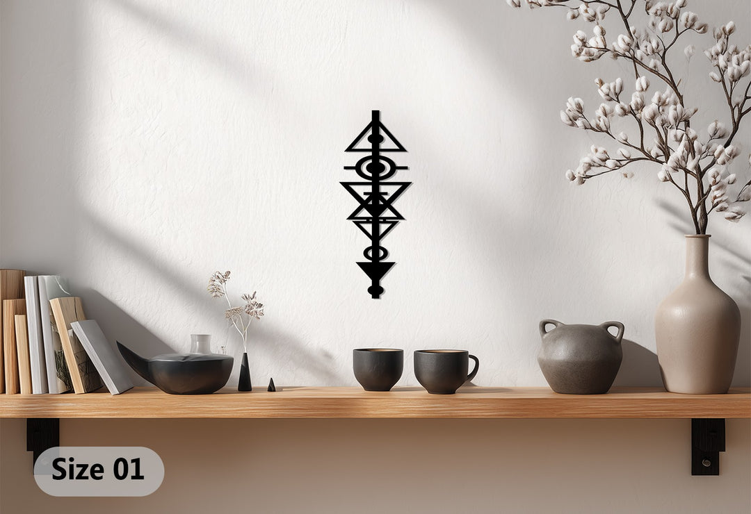 Geometric Tribal Symbol – Modern Abstract Metal Wall Art