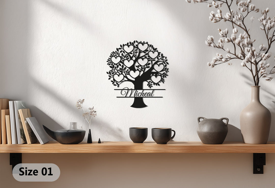 Personalized Family Tree – Custom Name Metal Wall Art
