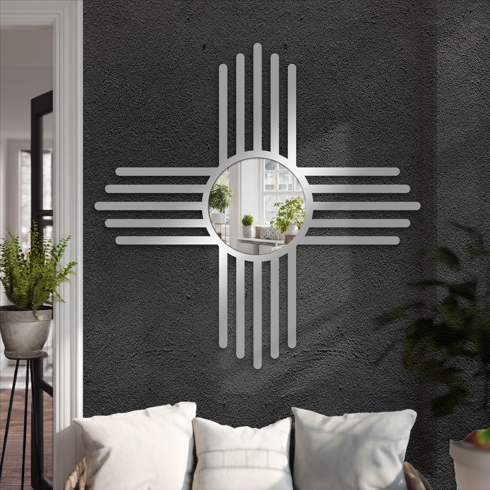 Captured with realistic detail, this floor mirror reflects a living room, showcasing how you can enhance decorating with wall mirrors in your home.