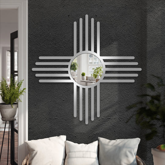Captured with realistic detail, this floor mirror reflects a living room, showcasing how you can enhance decorating with wall mirrors in your home.