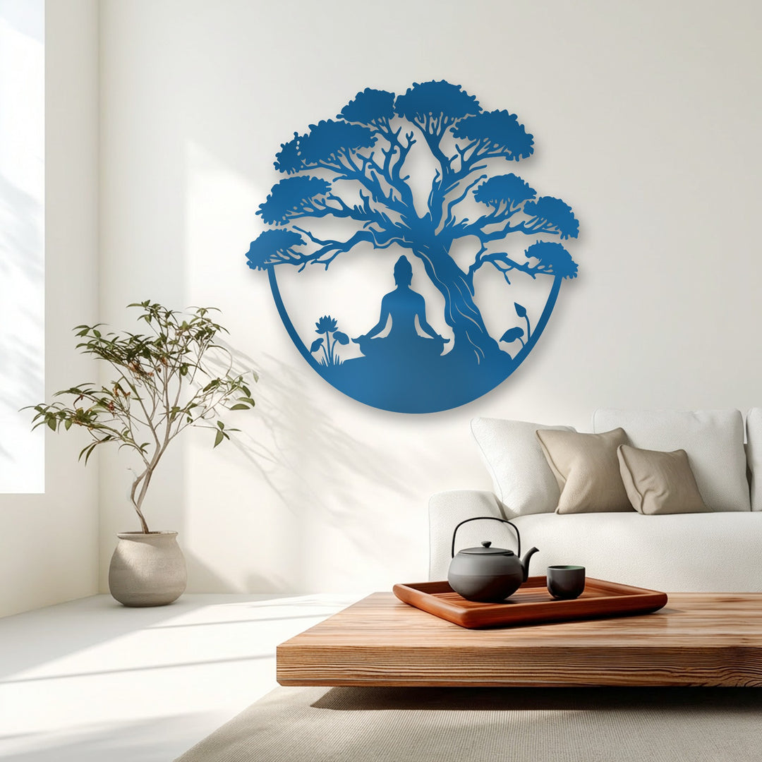 Meditation Tree Metal Wall Art – Zen Yoga Decor