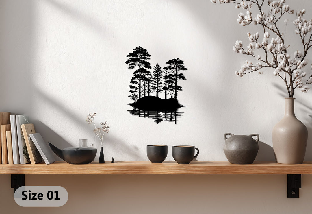 Tranquil Forest Reflection – Nature Landscape Metal Wall Art