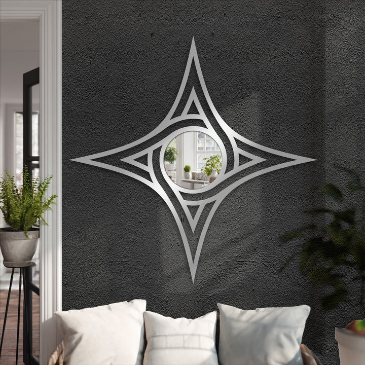 The focal point of the star frame floor mirror gives an art deco edge to this piece of metal wall art perfect for striking home decor.
