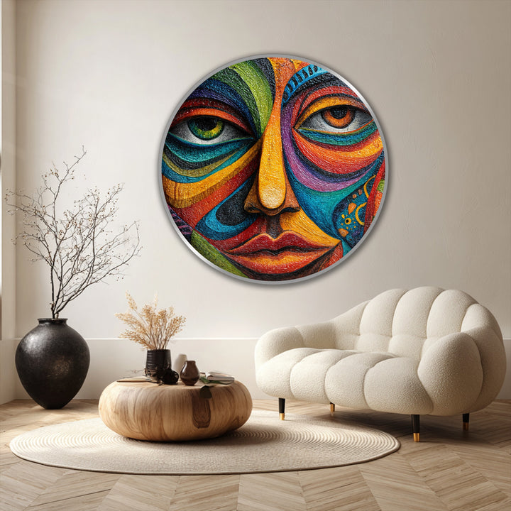 vibrant face round expressionist art