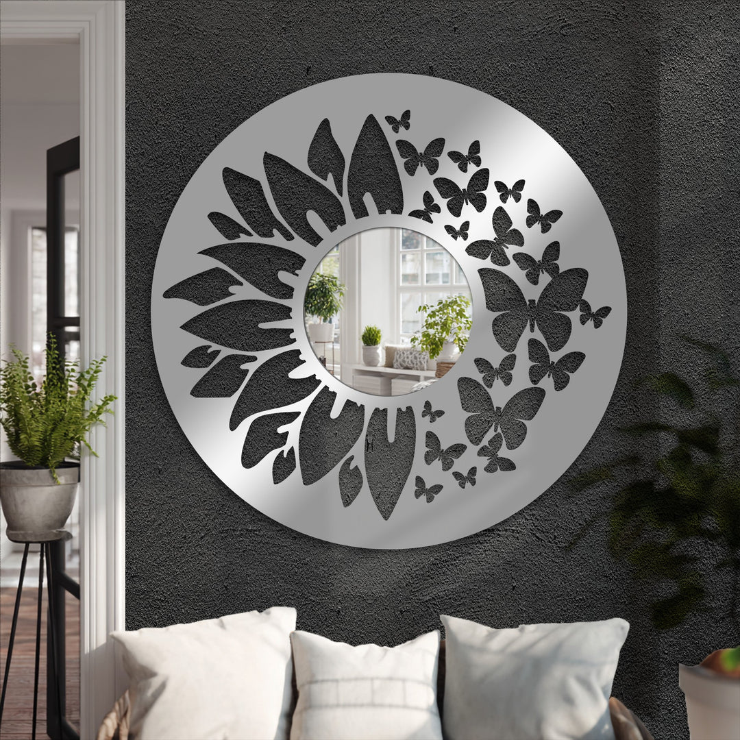 Llave griega redonda decorativa Espejo De Pared – Decoración de pared con espejo clásico moderno