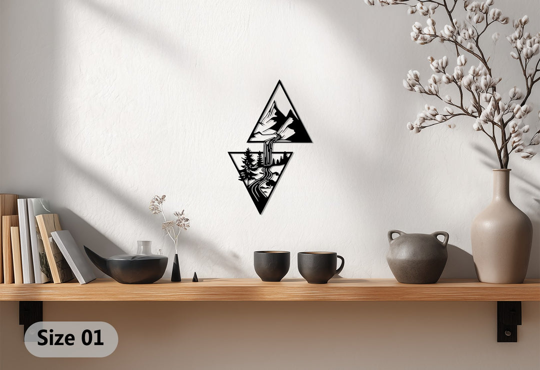 Mountain Cascade Metal Wall Art – Nature-Inspired Modern Home Decor