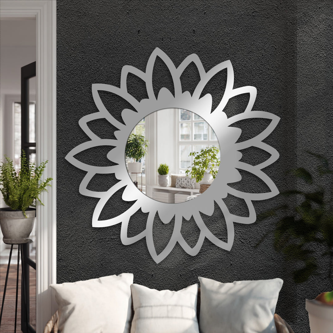 Bloom silhouette floor mirror featuring a striking flower design serves as an elegant and eye-catching mirror for wall decor.