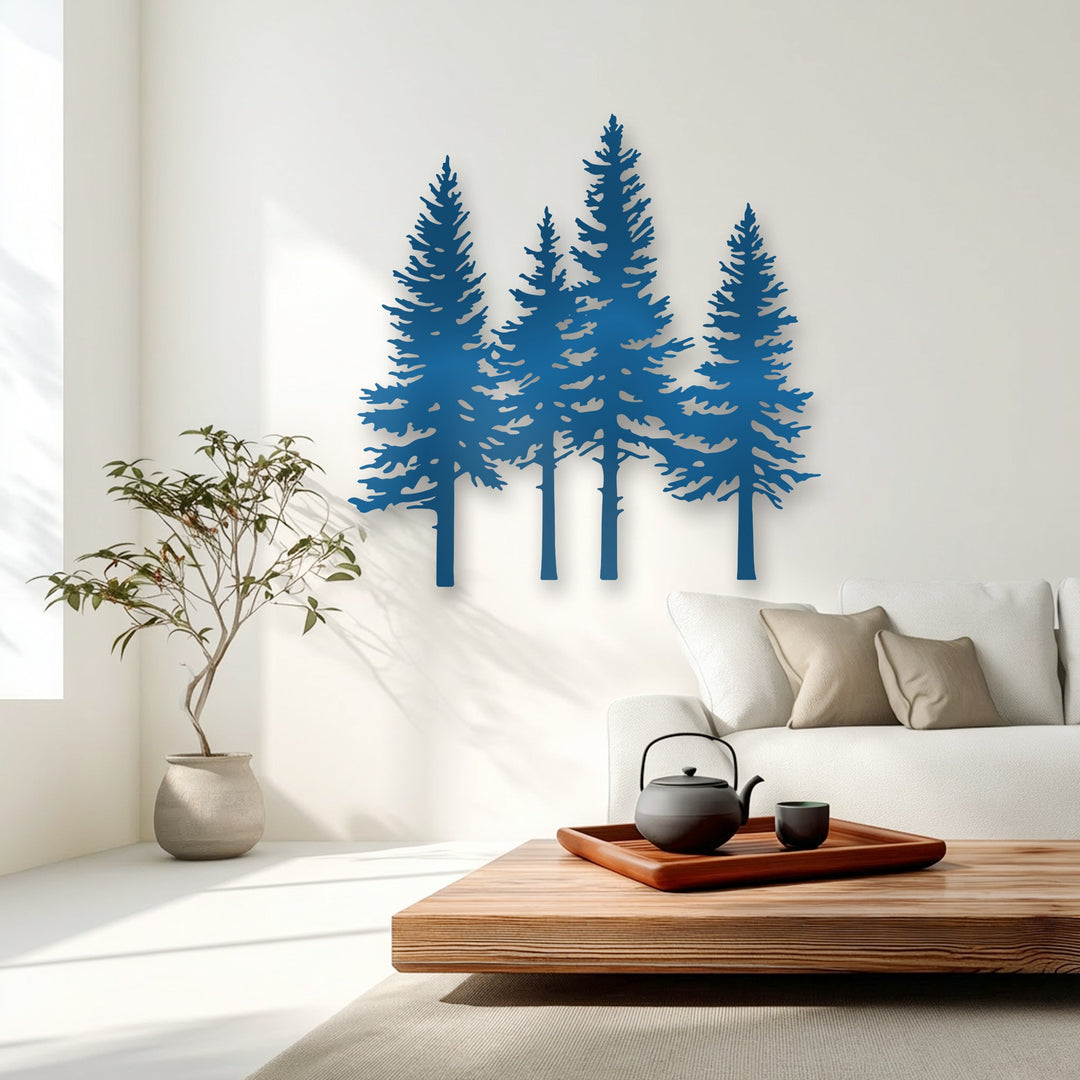 Pine Forest Silhouette Metal Wall Art – Nature Landscape Decor