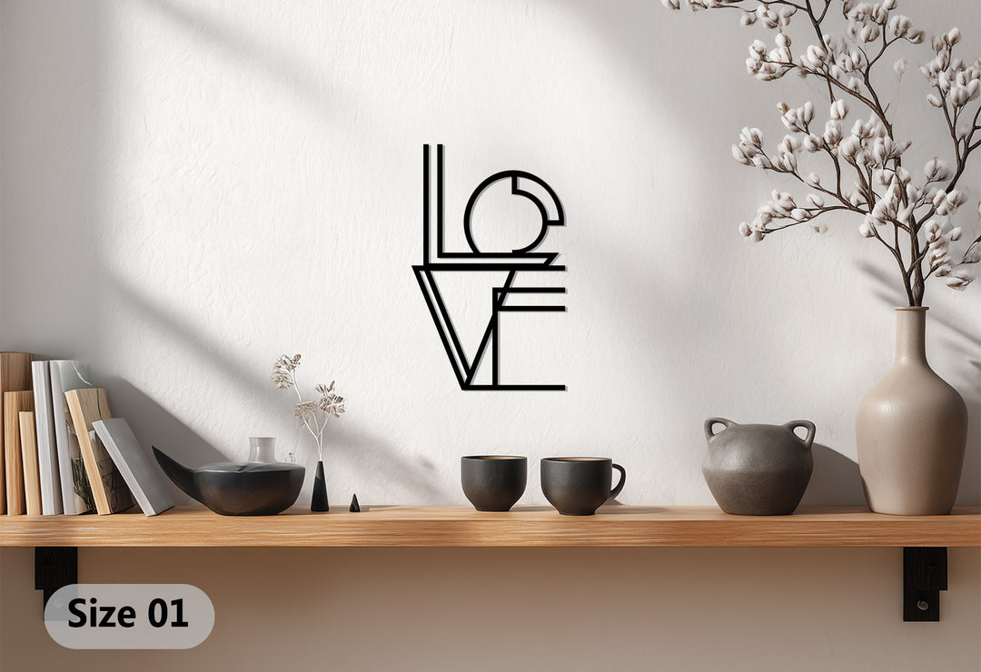 Geometric LOVE Metal Wall Art – Modern Romantic Typography Décor