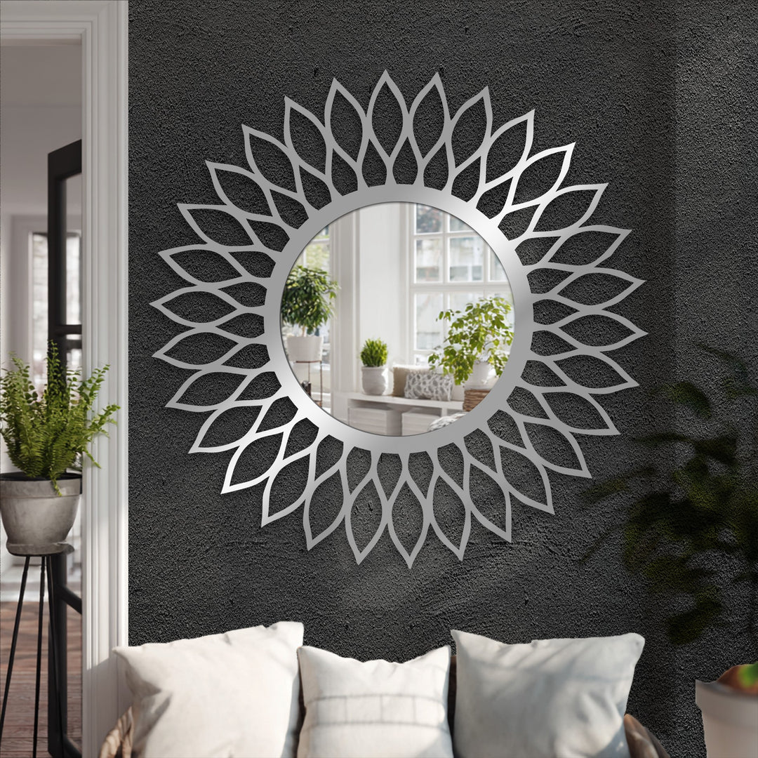 Llave griega redonda decorativa Espejo De Pared – Decoración de pared con espejo clásico moderno