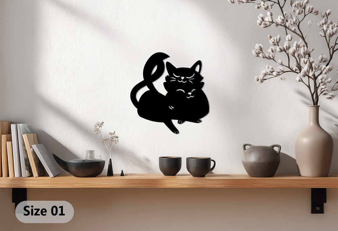 Unique feline-themed metal wall piece for house décor
