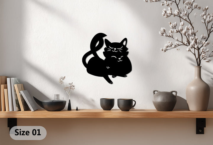 Unique feline-themed metal wall piece for house décor