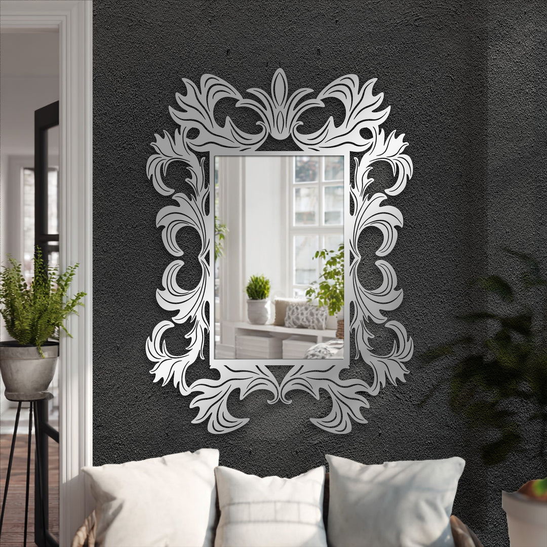 Vertically oriented, the ornate baroque frame is a stunning decoration wall art, crafted in a square shape to serve as a classic luxury statement wall mirror.