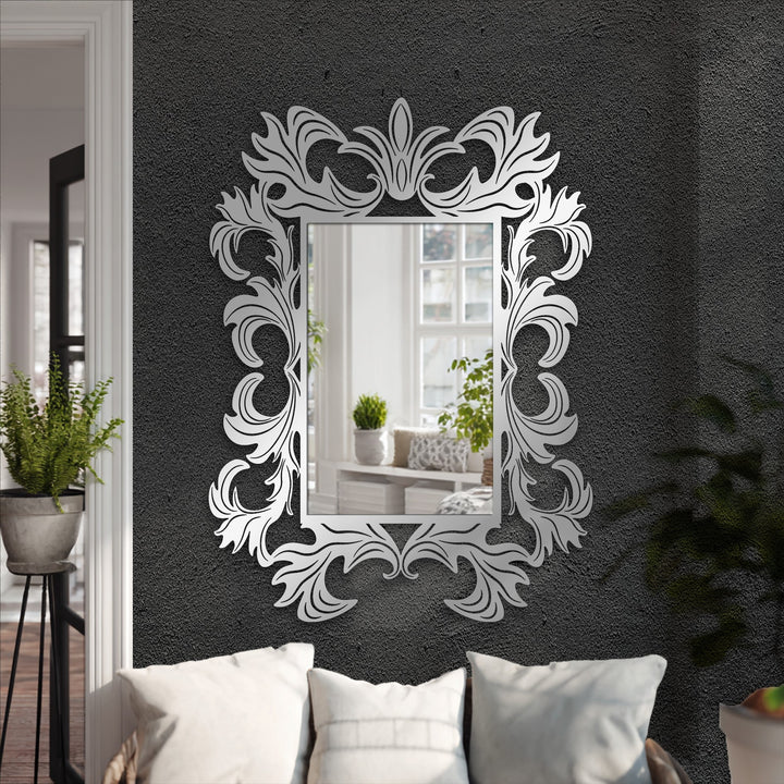 Vertically oriented, the ornate baroque frame is a stunning decoration wall art, crafted in a square shape to serve as a classic luxury statement wall mirror.