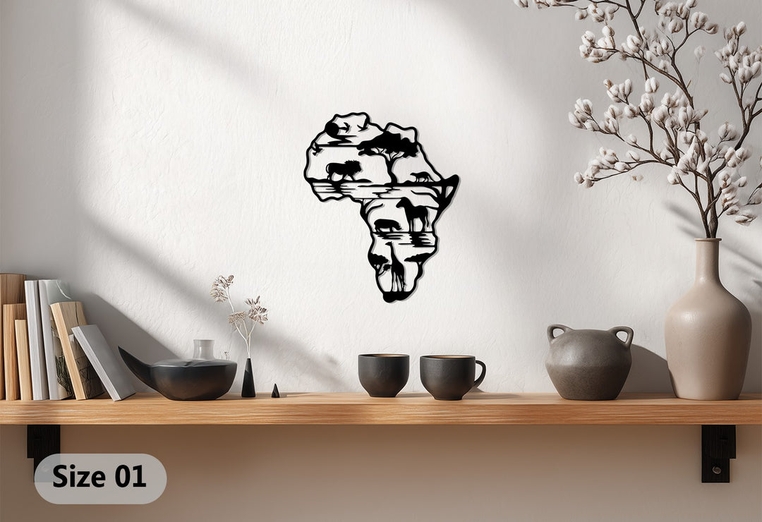 African Wilderness – Safari Silhouette Metal Wall Art