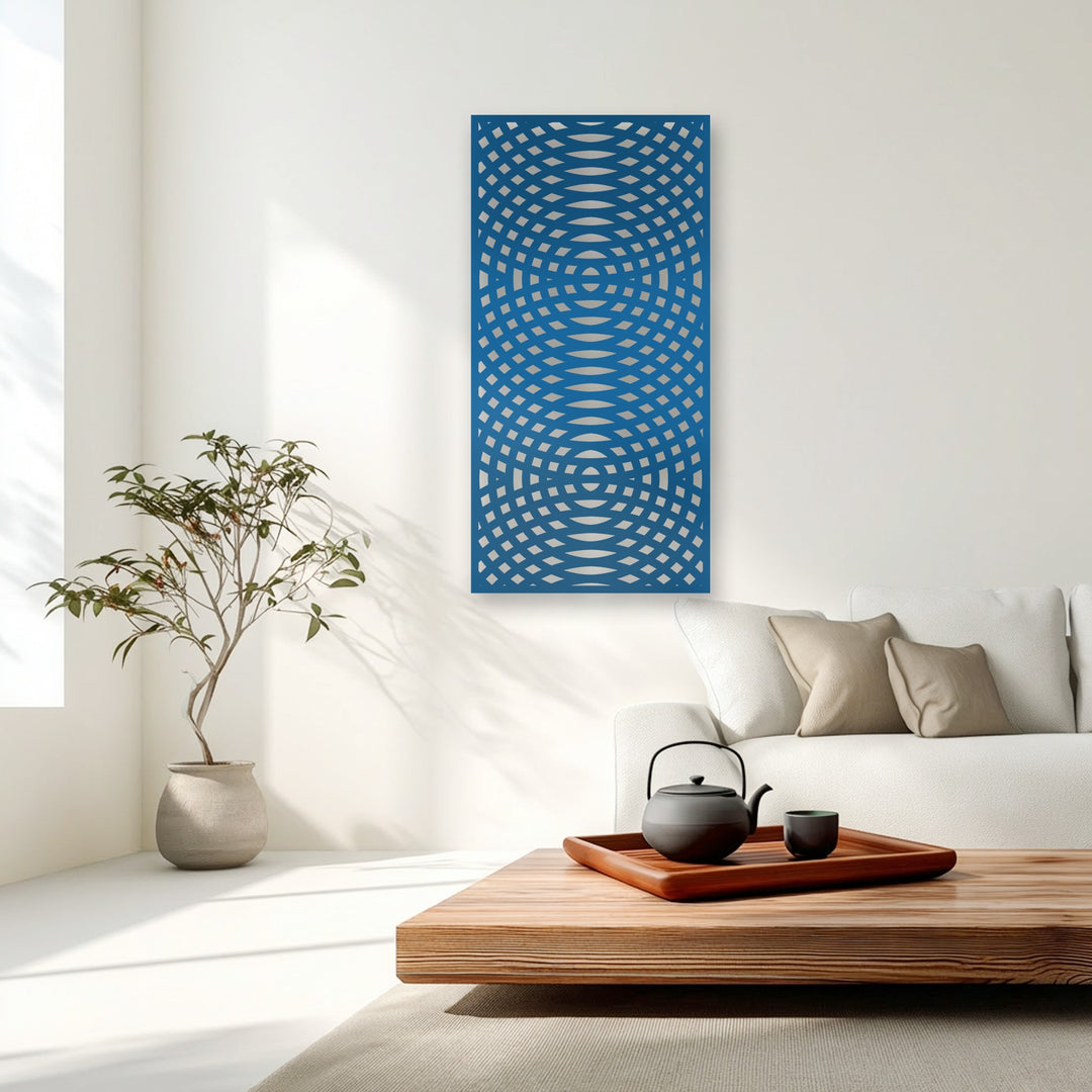 Optical Wave Grid – Abstract Geometric Metal Wall Art