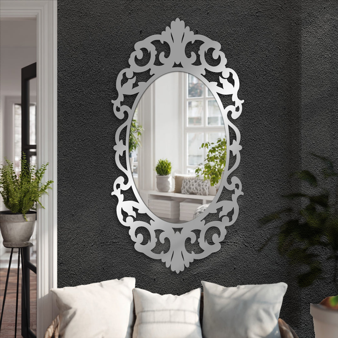 Regal Scrollwork Oval Decorative Wall Mirror – Classic Elegance Frame