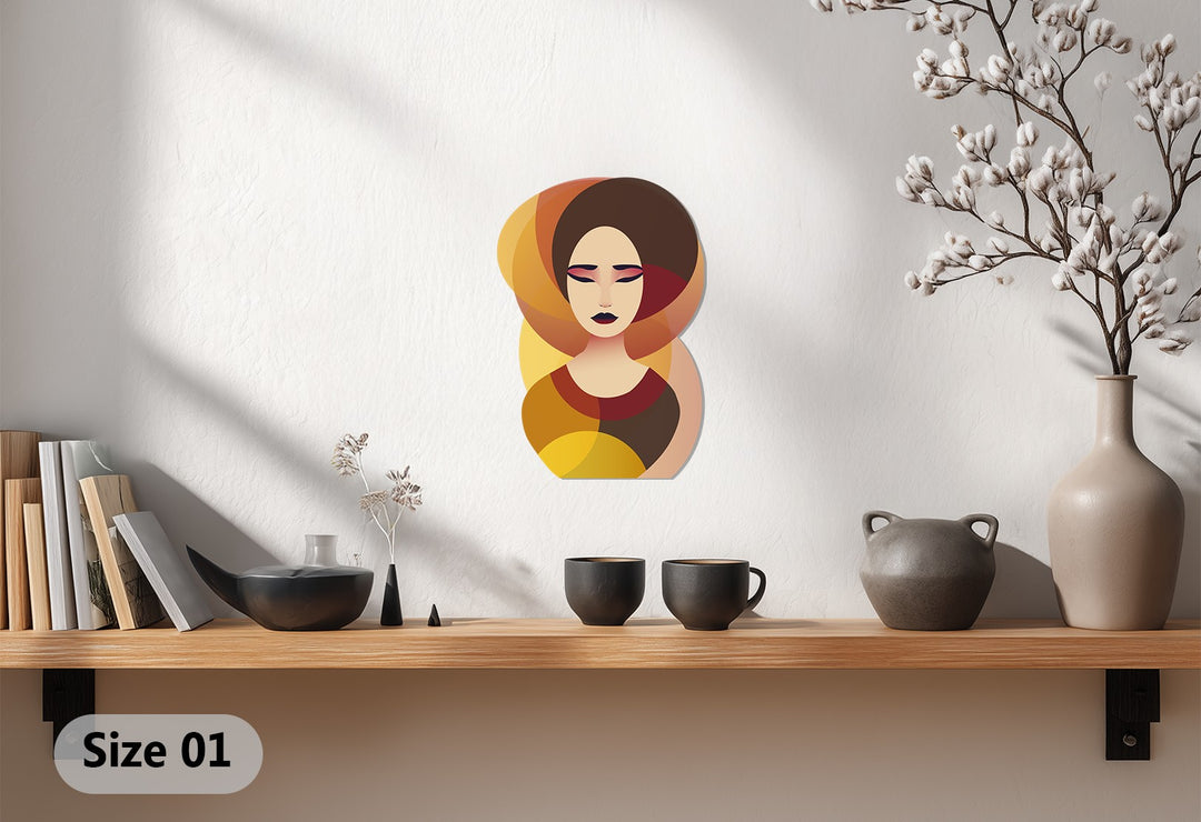 Serene Woman Face Metal Wall Art – Elegant Abstract Portrait Home Decor