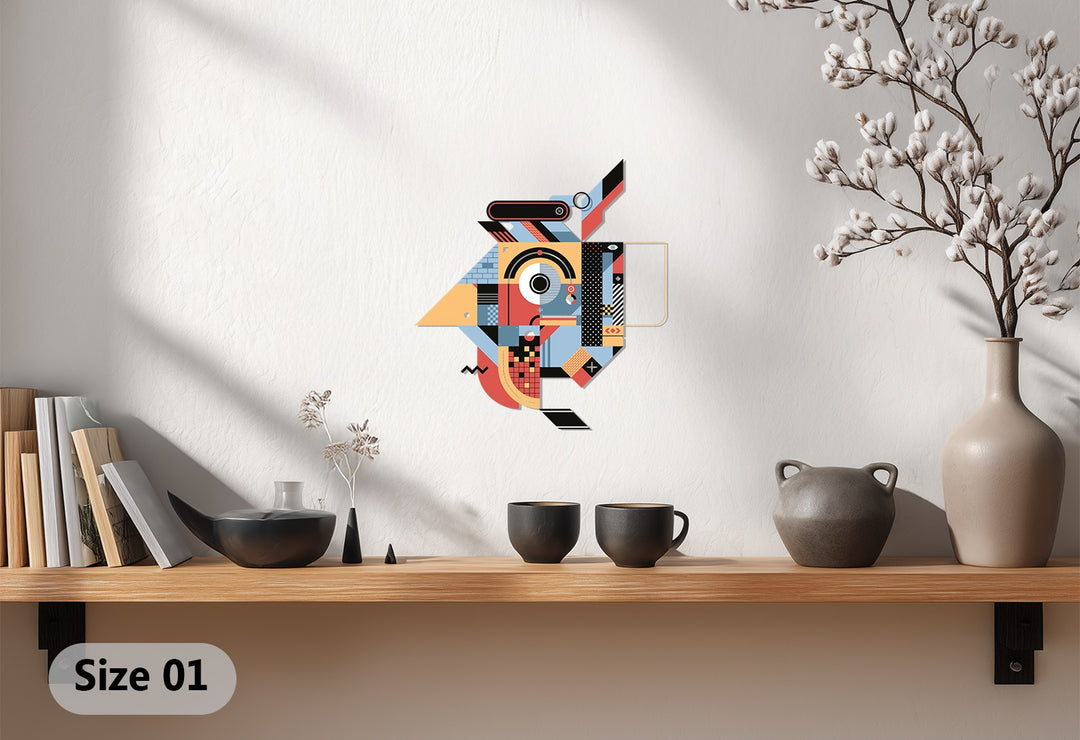 Geometric Bird Metal Wall Art – Colorful Modern Abstract Home Decor