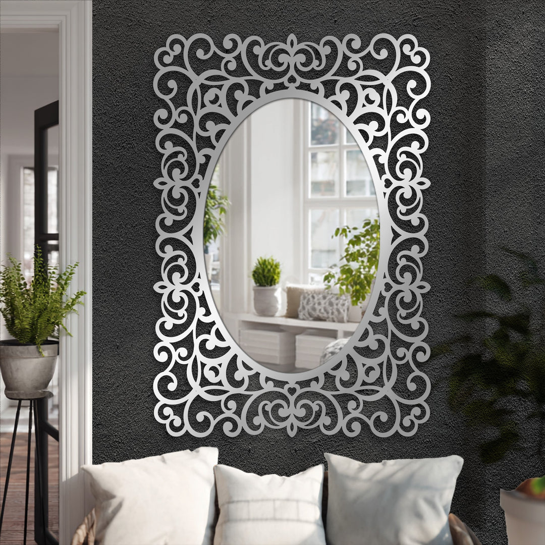 Ornamental frame oval mirror