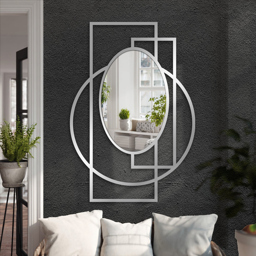 Modern rectangle and circle mirror