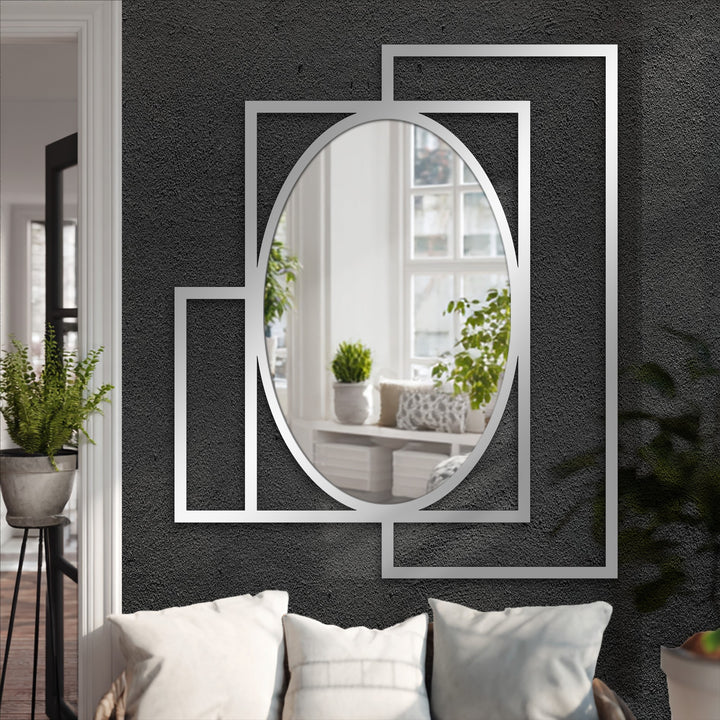 Statement oval mirror for living room