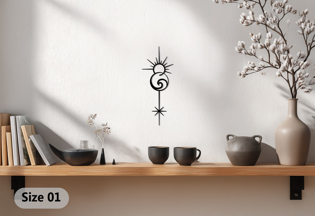 Celestial Energy Spiral – Modern Boho Metal Wall Art
