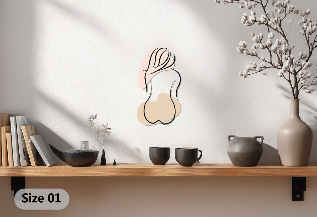Minimalist Female Silhouette Metal Wall Art – Elegant Line Art Home Decor