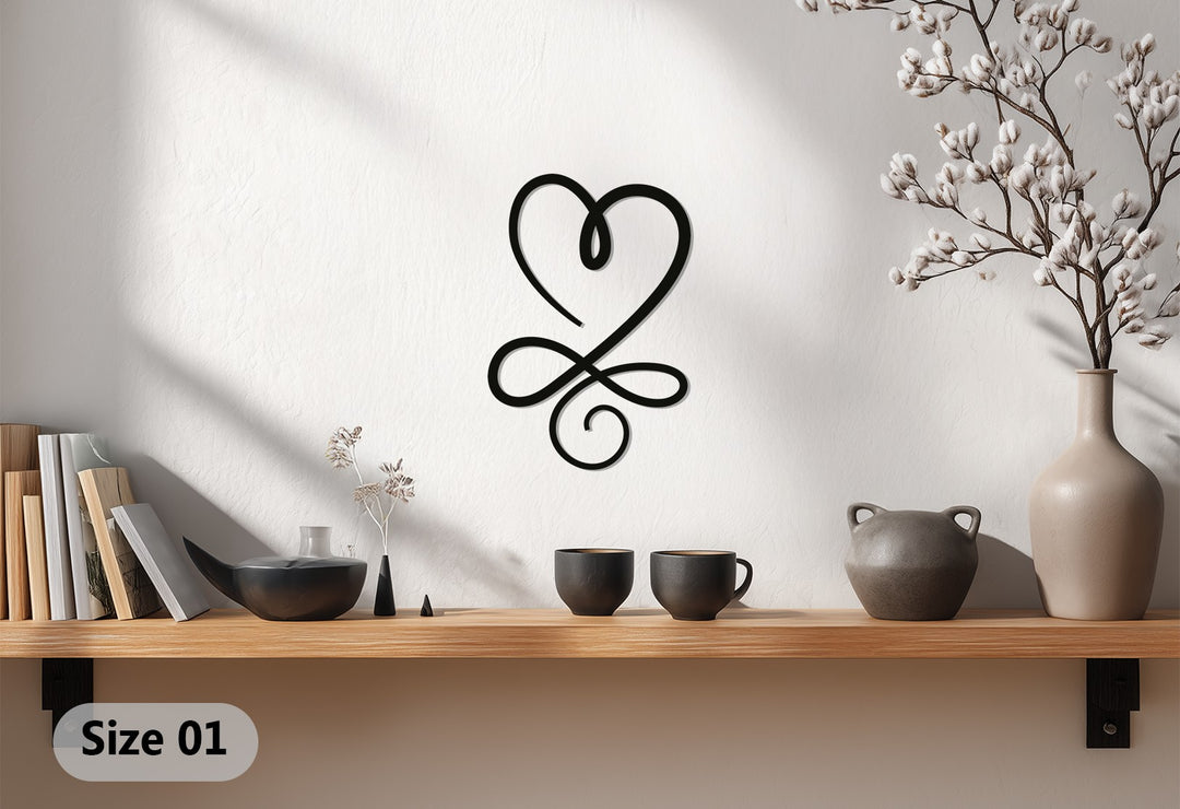 Eternal Love Heart – Minimalist Infinity Metal Wall Art