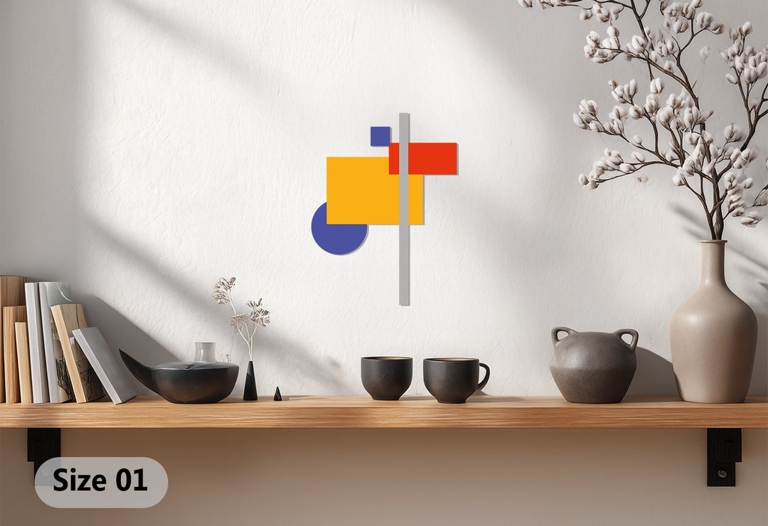 Modern Geometric Abstract Metal Wall Art – Color Block Home Decor