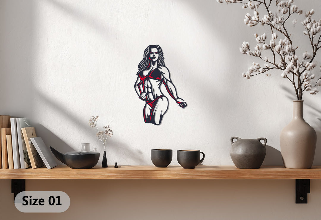 Fitness Woman Metal Wall Art – Powerful Modern Gym-Inspired Home Decor