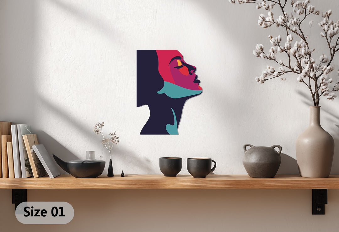 Abstract Woman Silhouette Metal Wall Art – Modern Colorful Decor