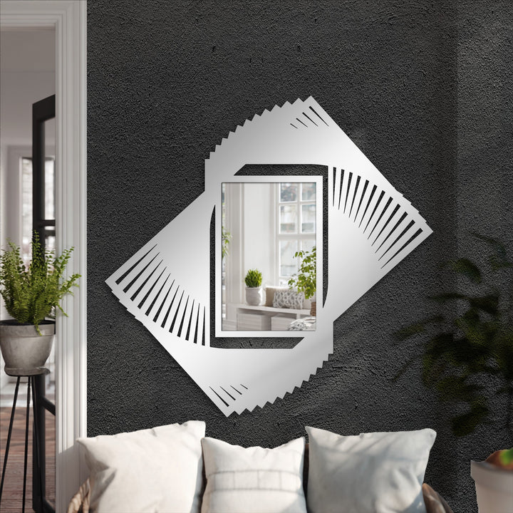 Low color saturation gives this mirror for wall decor a modern, subtle elegance, showcasing the dynamic spiral frame design of the rotating blade metal floor mirror.