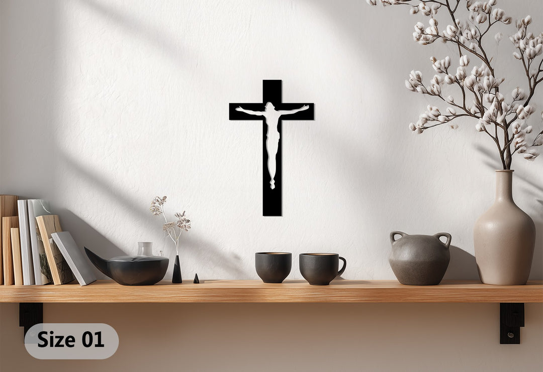 انعكاس إلهي – صليب بسيط فن جداري معدني